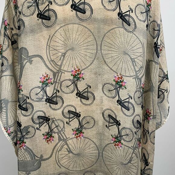 MITANDIO 100% silk bicycle print scarf 42 by 39 - Picture 2 of 5